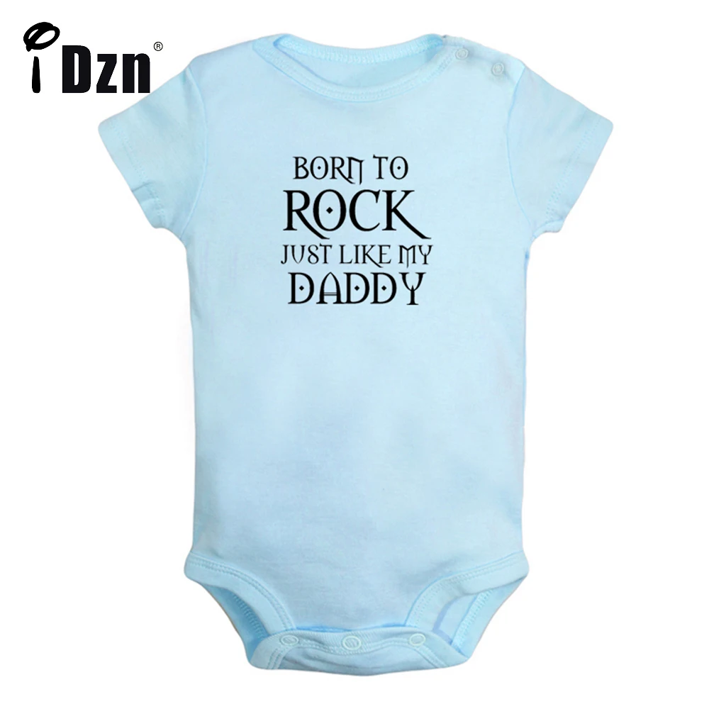 

Born to rock just like my daddy Cute Fun Print Baby Rompers Boys Girls Bodysuit Infant Short Sleeves Jumpsuit Kids Soft Clothes