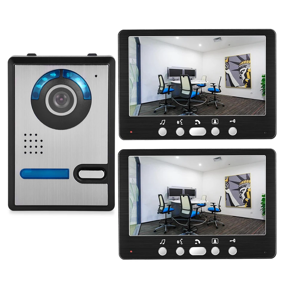 Digital Video Intercom System 7 Inch Wired Home Interphones Outdoor Doorbell Camera Unlock Door Apartment Security Protection