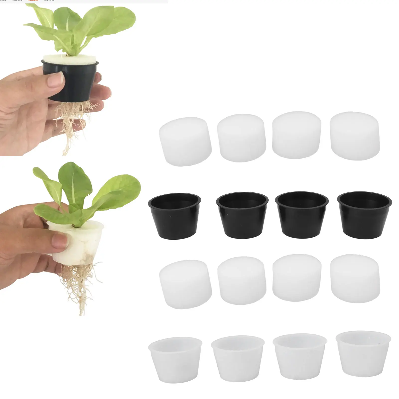 100 Set Hydroponic Grow Baskets with Sponges Circular Planting Baskets Plant Growth Sponges Hydroponic Growing Kit Tool