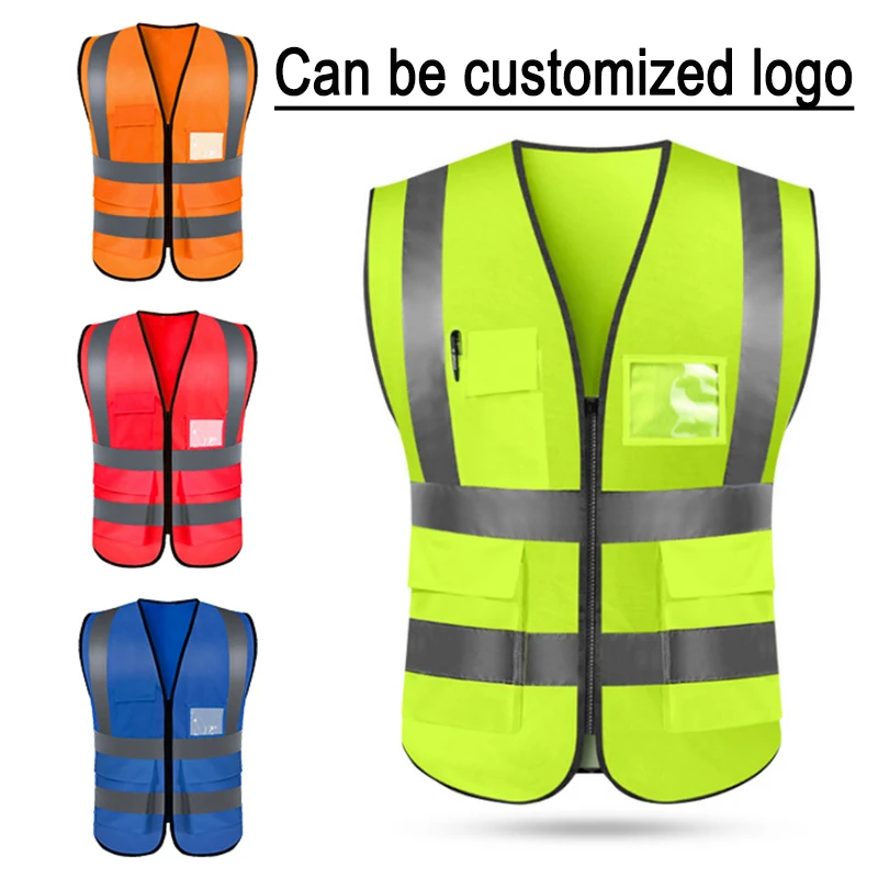 

Safety Reflective Vest Jacket High Visibility Zipper Safety Workwear Multi Pocket Workwear Customizable Logo