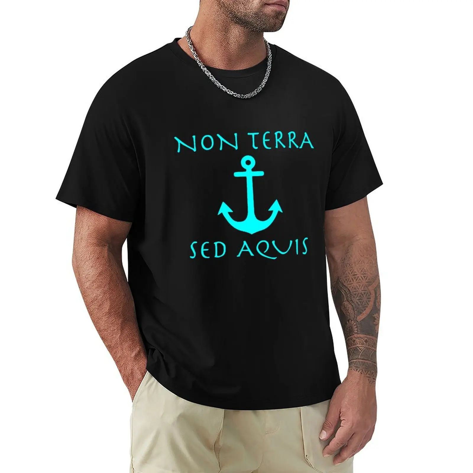 Футболка Sailors Latin Motto Non Terra Sed Aquis одежда милая больших размеров для мужчин