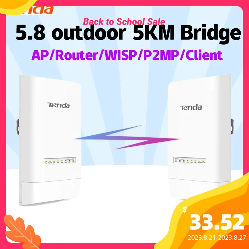 Tenda OS3 5KM 5GHz 867Mbps Outdoor CPE Wireless 5G WiFi Repeater Extender Router AP Access Point Wi-Fi Bridge POE Adapter