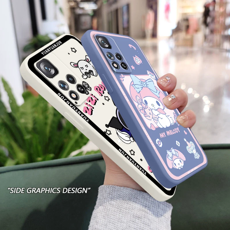 

Kulomi Sanrio Melody Luxury Phone Case For Xiaomi Redmi Note 11 11S 11T 10S 10 9S 9T 9 8T 8 Pro Plus 5G Liquid Rope Soft Funda