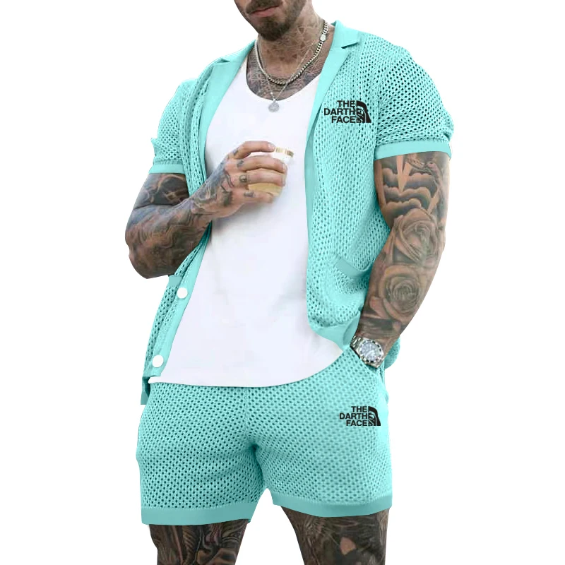 2023 Summer Men Set Casual 2 Piece Tracksuit For Men Streetwear Short Sleeve Jacket Mens T-shirt Shorts Leisure Outfit Sets