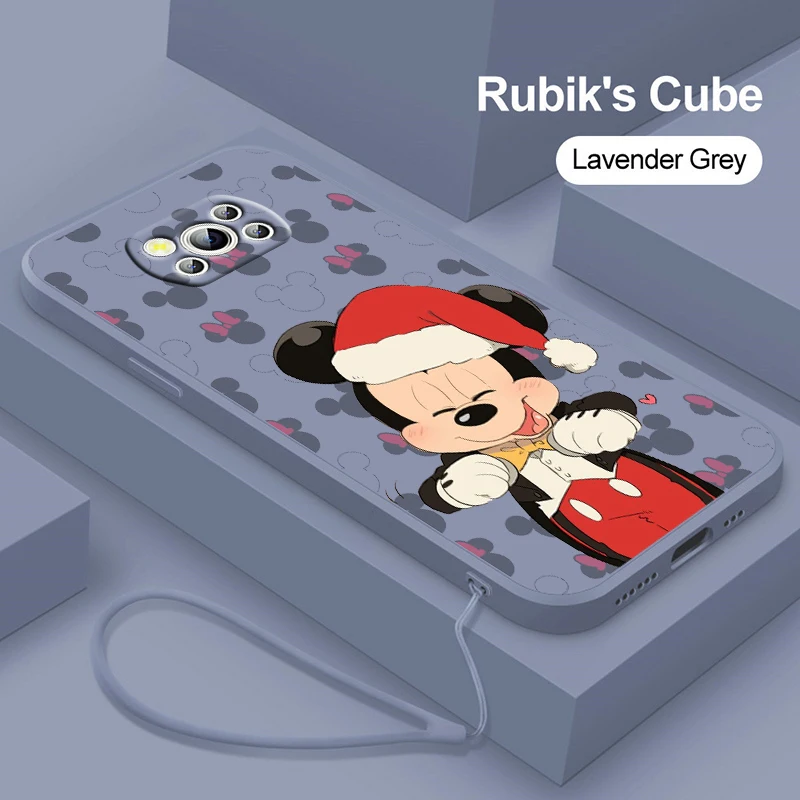

Mickey Minnie Baby Mouse Liquid Rope Phone Case For Xiaomi Mi Poco X4 X3 NFC F4 F3 GT M5 M5s M4 M3 Pro C40 C3 5G Cover Shell