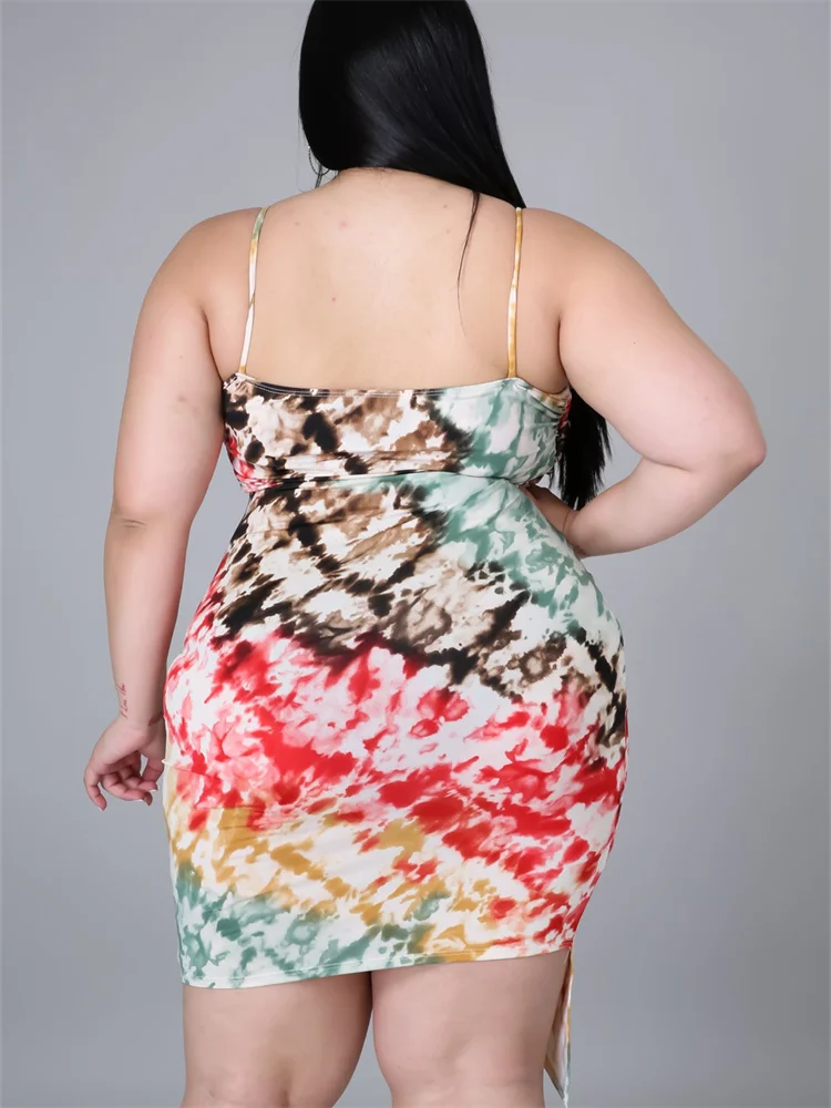 Plus Size Dresses for Women Summer Sexy Slip Sleeveless Elegant Tie Dye Maxi Dress Summer Clothes Whol 3xl 4xl 5xl 6xl