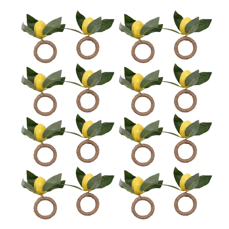 

16Pcs Simulation Lemon Plant Napkin Ring Fruit Meal Buckle Hotel Model Room Napkin Ring