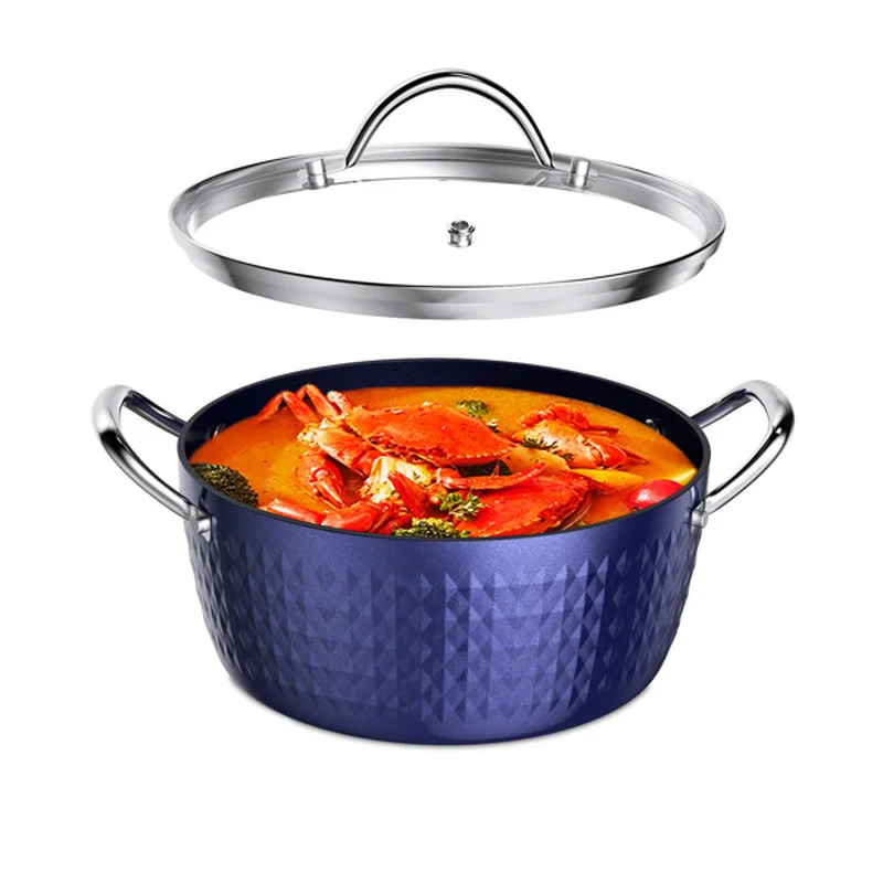 

Small Nonstick Stock Pot with Lid, Round 3L, Blue Nonstick Induction Stock Pot, 100% Bpa Free Anodized Healthy Ceramic