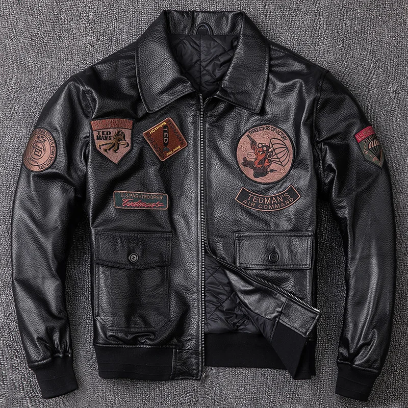 

2024 New Genuine Leather Jackets Plus Size 5XL G1 Air Force Pilots Sheepskin Thicken Warm Jacket Men's Vintage Classic Coat