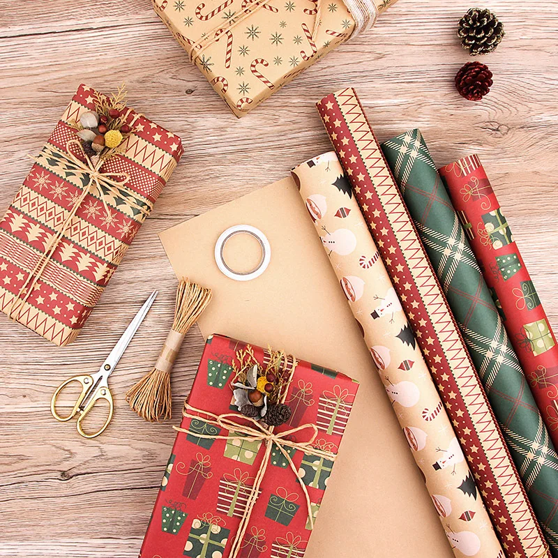 50x70cm Kraft Paper Roll Gift Wrapping Paper for Baby Shower Holiday Party Christmas Wedding Colorful Wrapping Paper Sheets