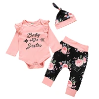 0 24m high quality newborn baby girl clothes infant baby girl sets letter romperflower pantscap newborn baby girl outfits