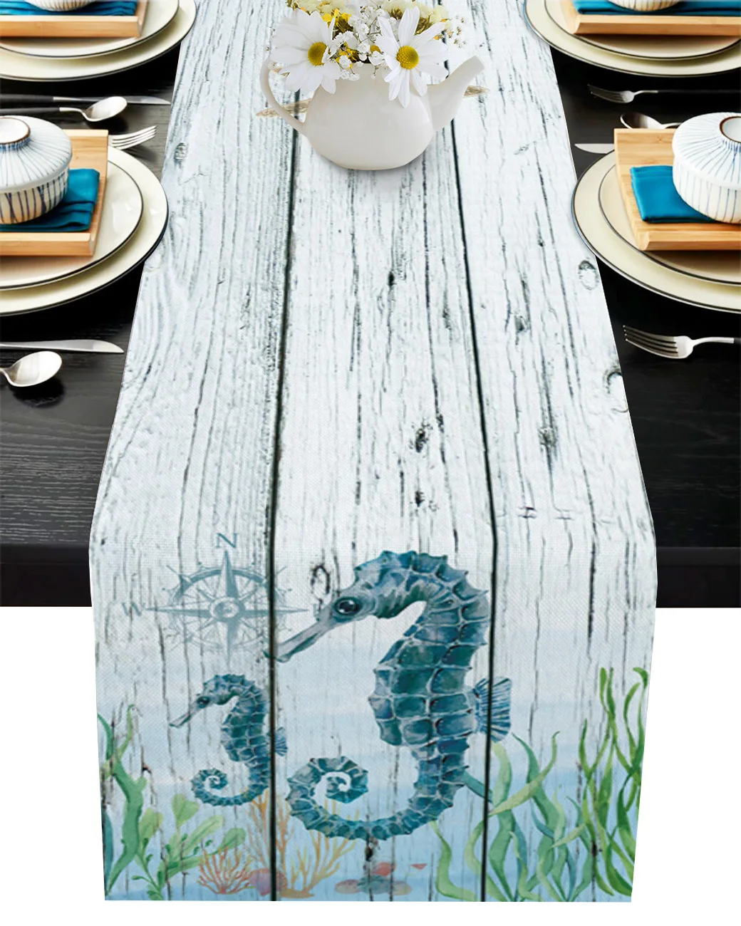 

Ocean Beach Coast Animal Seahorse Starfish Shell Coffee Table Decor Home Decor Farmhouse Rustic Decor Kitchen Dining Table Decor