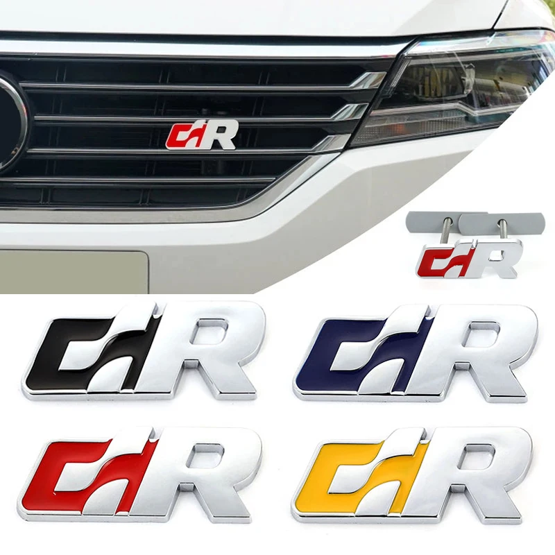 

3D Metal GR SR Car Front Hood Grill sticker Emblem Badge for Volkswagen R Racing VW Sagitar Passat Golf Tiguan Touareg CC GR SR