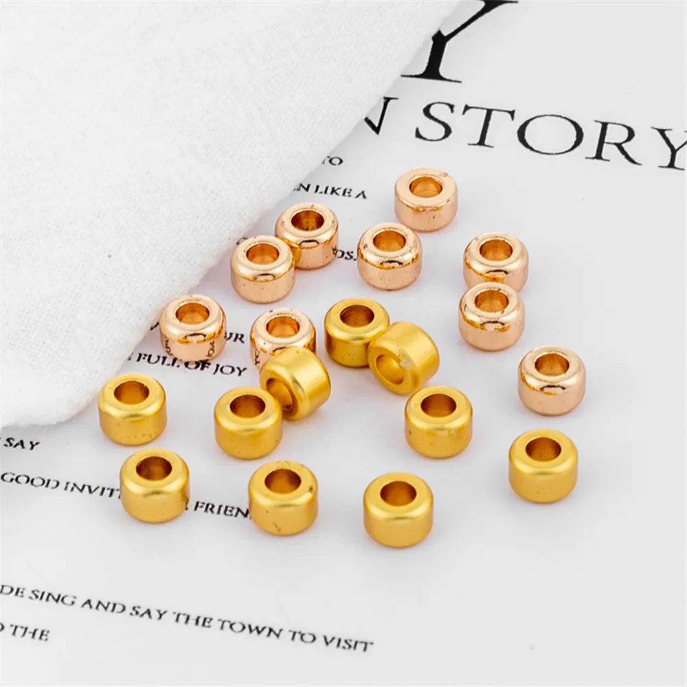 

14K18k Matte Gold Wrapped Gold Ancient Method Gold Big Hole Barrel Beads for DIY Jewelry Making Components Bracelets Accessories