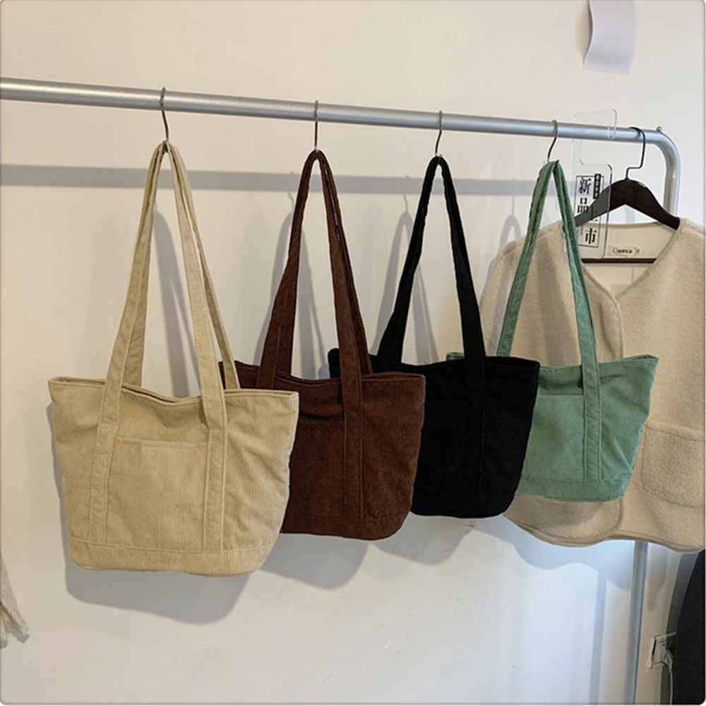 Vegan Corduroy Crossbody Bags Women Fashion Versatile Top Handle Underarm Shoulder Bags Vintage Hasp Buckle Ladies Handbags Domi