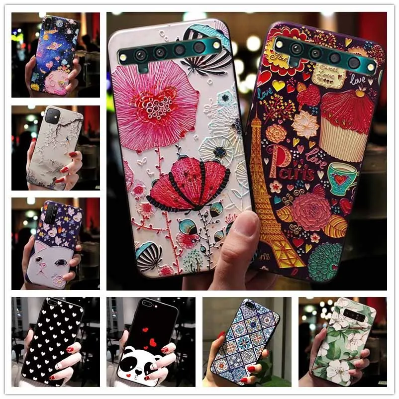 Милый рельефный мягкий чехол для TCL 10 Pro / TCL10 SE, чехол с 3D тиснением, силиконовый чехол для TCL 20E 20Y 20B, чехол из ТПУ с рисунком