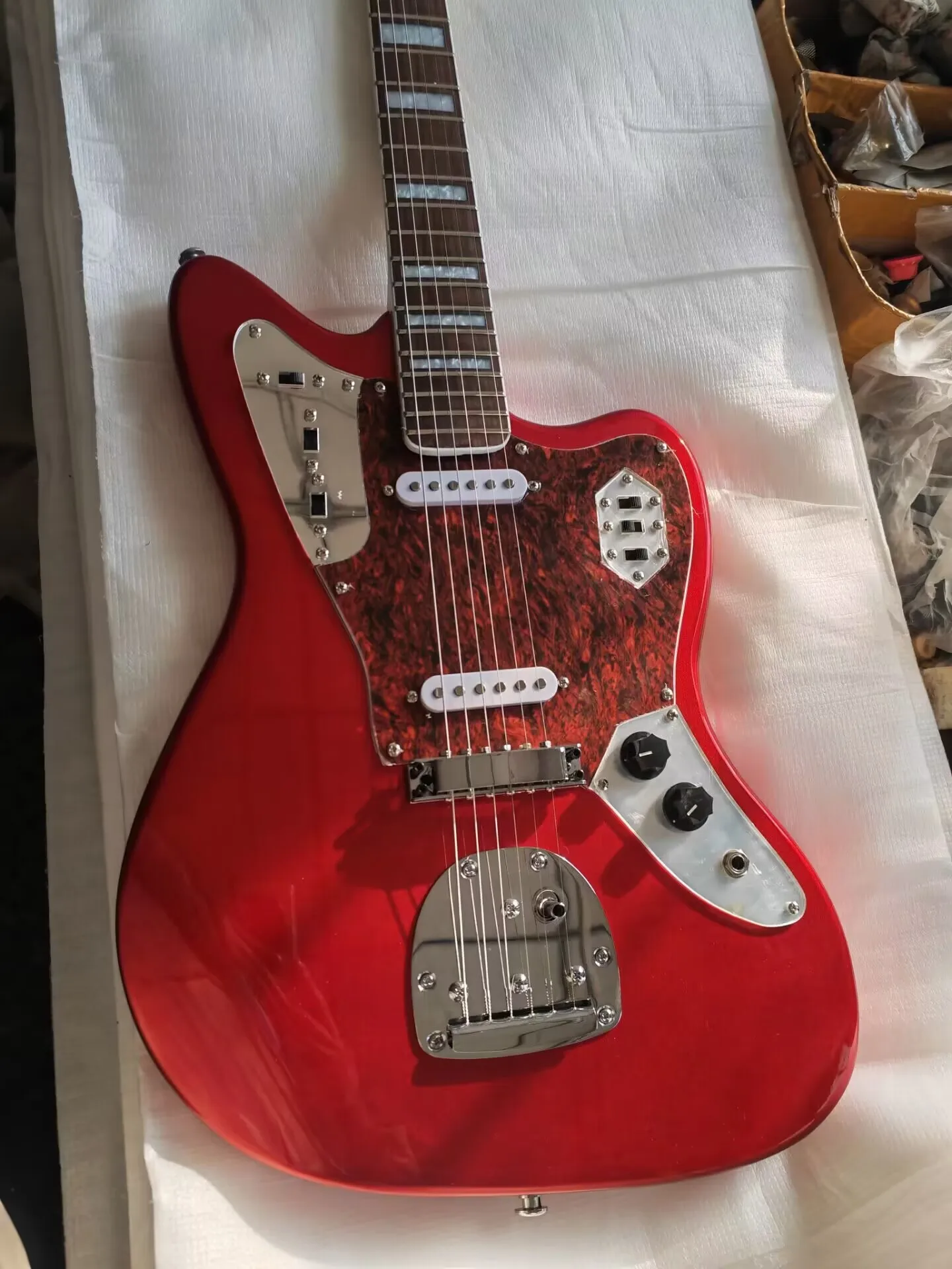 

New Red Jaguar Electric Guitar Chrome Hardware