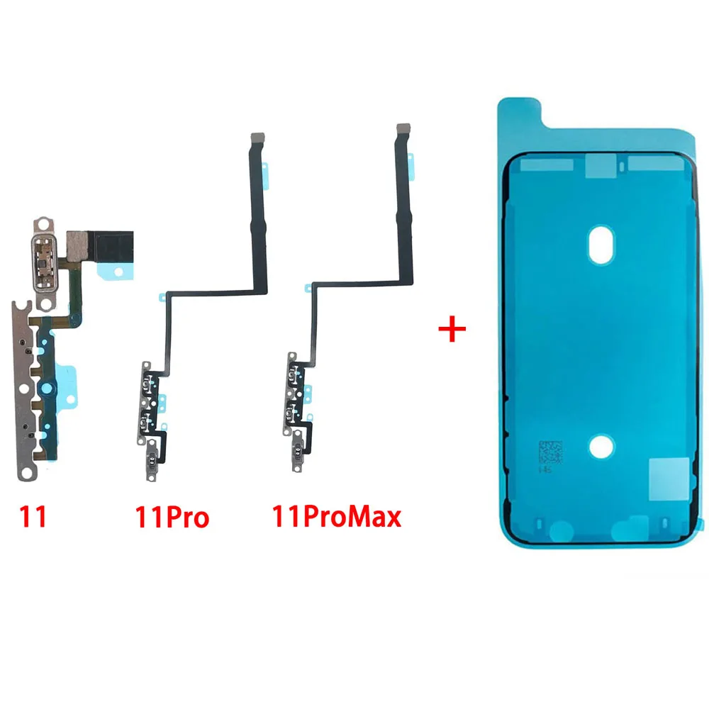 

Кнопка громкости с гибким кабелем переключателя отключения звука для iPhone 11 Pro Max и замена водонепроницаемой ленты