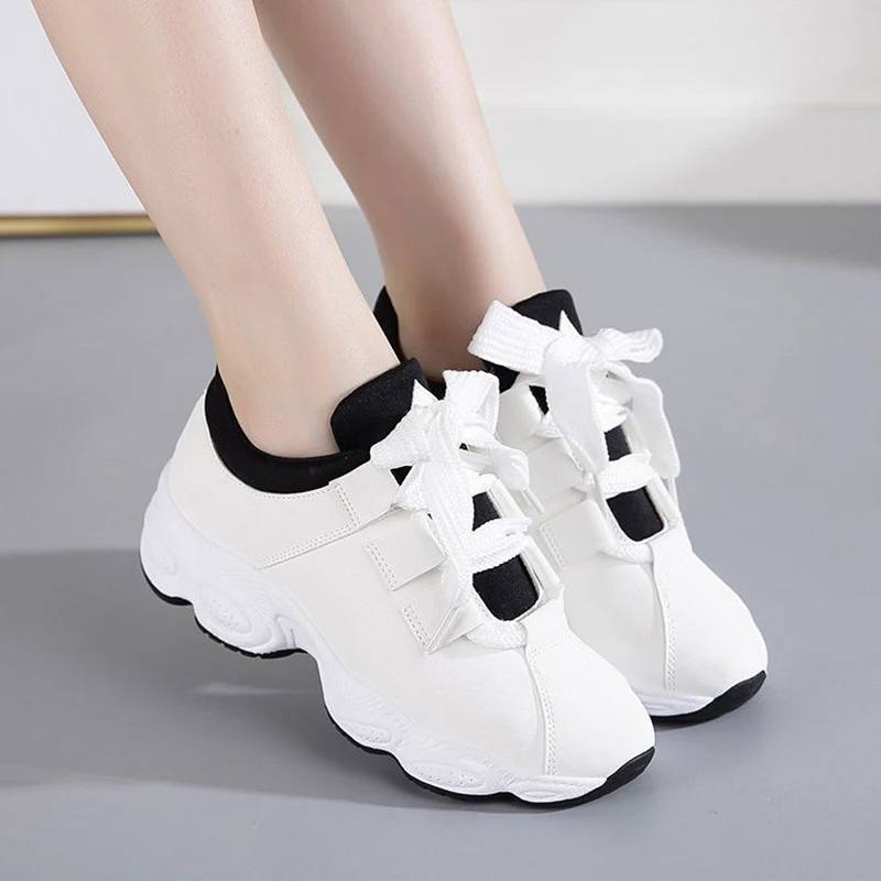 

Rimocy 2022 New Women's Platform Sneakers Autumn Lace-Up Non-Slip Sports Shoes Woman Shockproof Thick Bottom Vulcanize Shoes