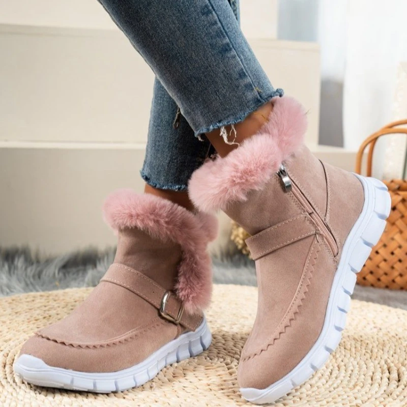 

Waterproof Winter Boots for Women 2022 New Artificial Fur Snow Boots Plush Long Woman Platform Ankle Boots Warm Cotton Shoes