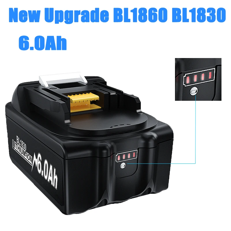 

BL1860 6.0Ah Replacement Battery for Makita 18V Battery BL1830 BL1850 BL1840 BL1845 BL1815 BL1860 LXT-400 Cordless Power Tool