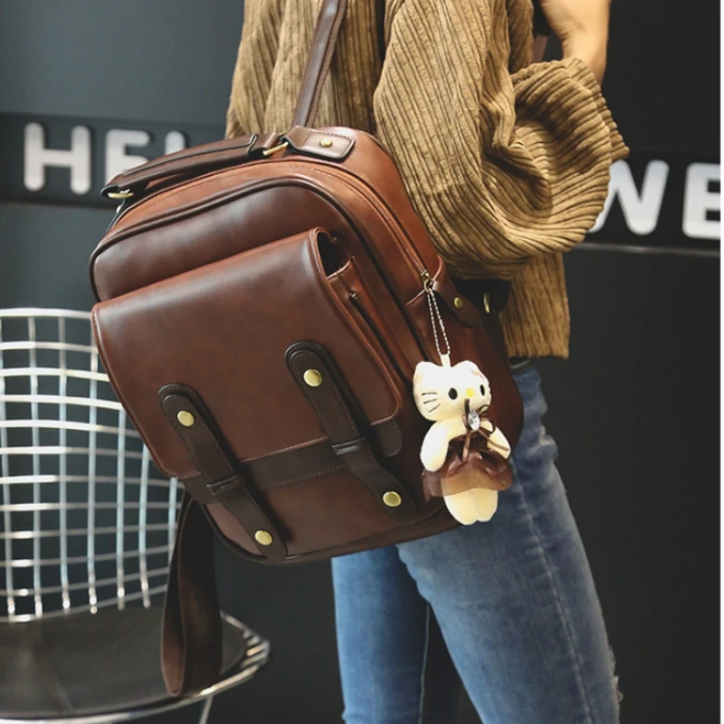 Fashion Backpack Vintage Women's Handbag PU Trend Single Shoulder Bag Student Backpack Short Trip Travel Backpacks сумка женская