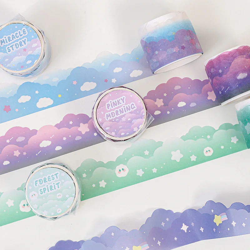 

Colorful Cloud Starry Sky Cute Washi Tape Creative Diy Hand Account Stationery Decorative Tape Kawaii Sticker Source Material 3m