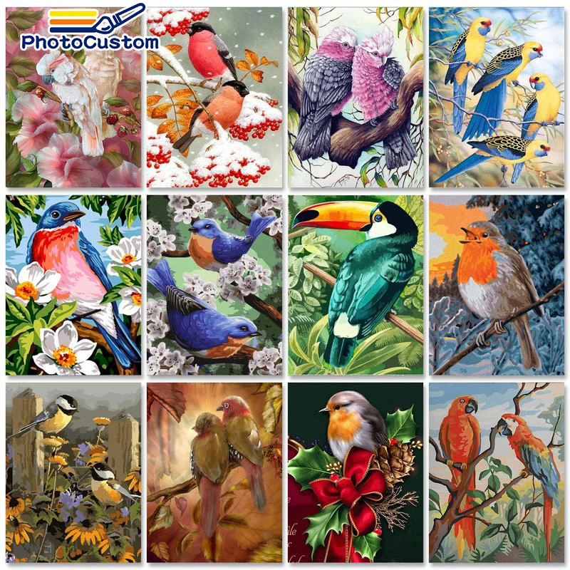 

PhotoCustom Interior Painting by numbers Acrylic paints Canvas painting Animals And Birds Number painting Adults crafts Home dec