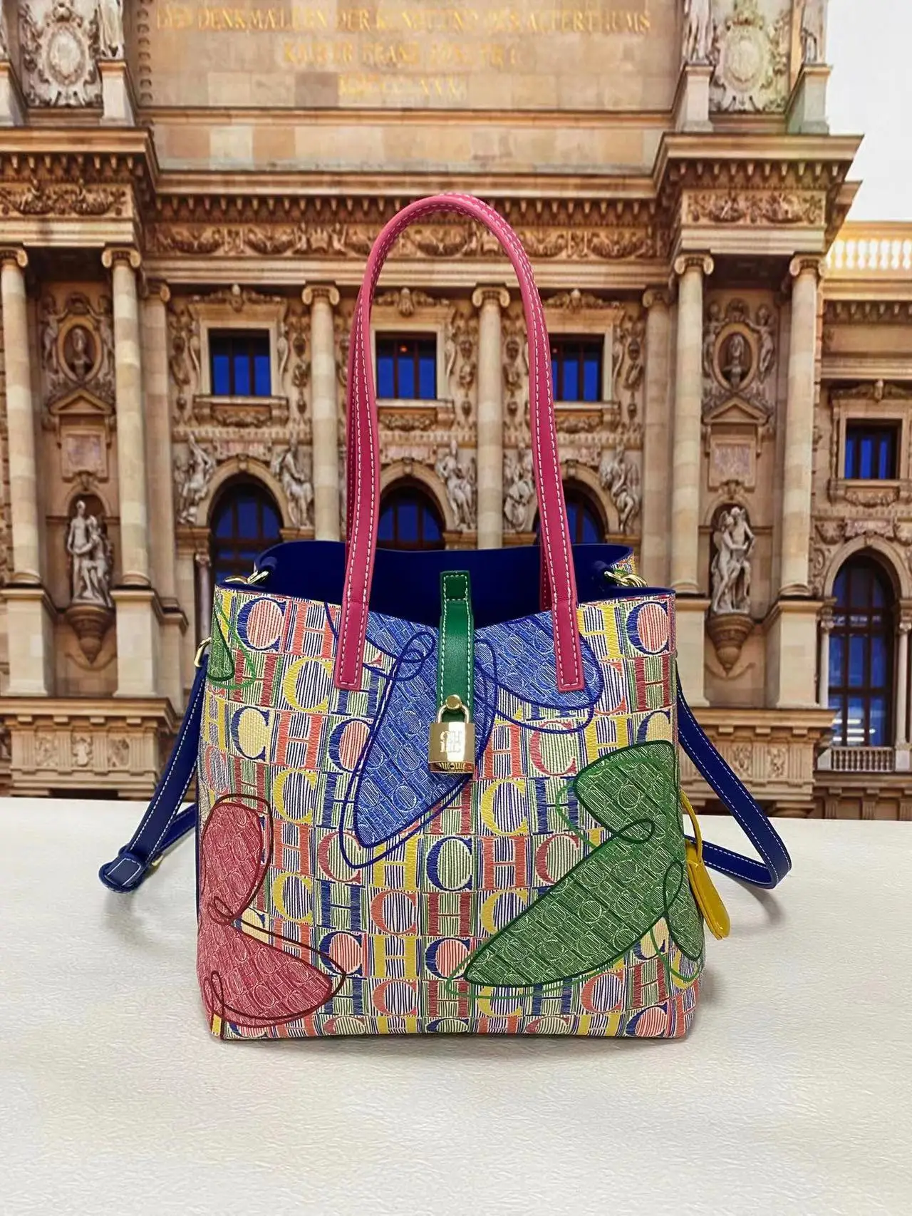 

Красочная женская новая сумка-ведро CILMI Harvest ill CHHC, Портативная сумка-мессенджер с великолепным рисунком и открытой маленькой металлической пряжкой, большой вместимости