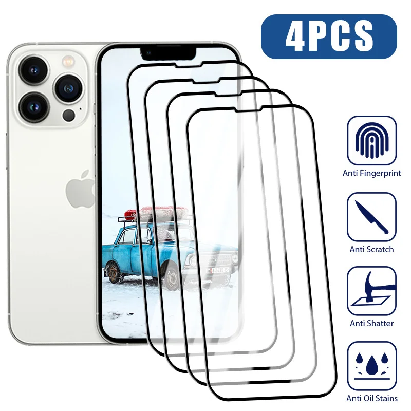 

4 шт., закаленное защитное стекло для iphone 14 pro max 14