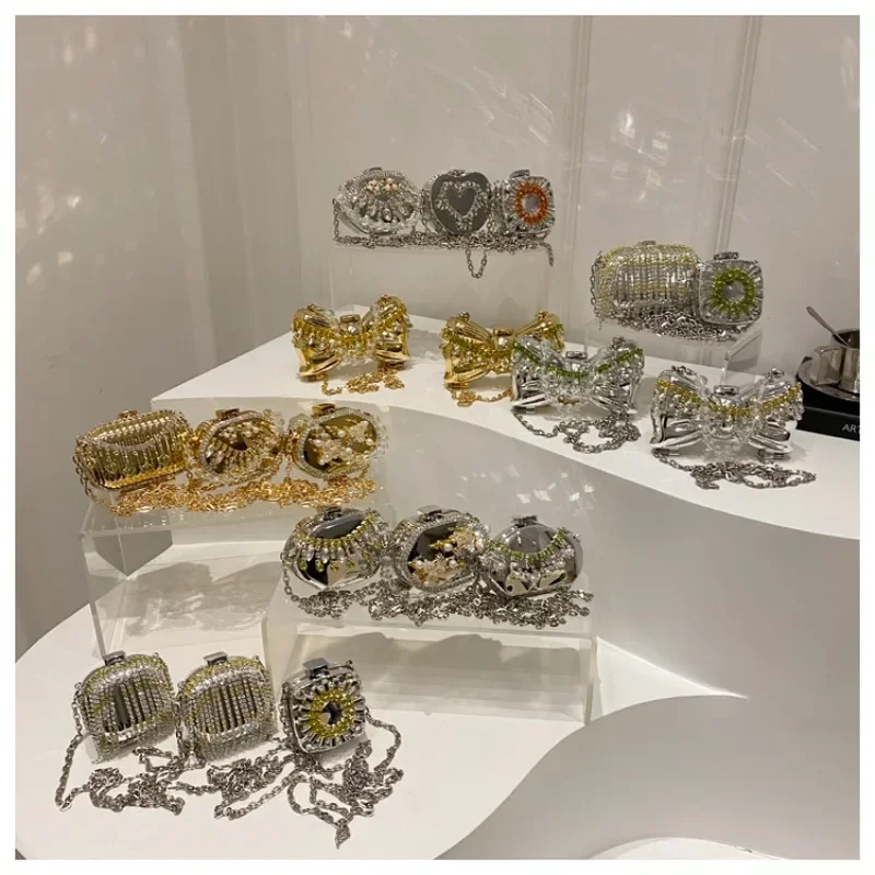 Модные милые изысканные акриловые вечерние сумки с цепочками и бриллиантами