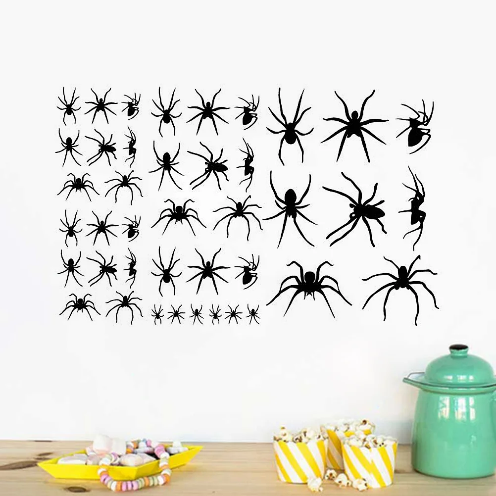 

Wall Decor Sticker Spiders Spider Plates Paper Web 3D Little Windowscary Decal Realistic
