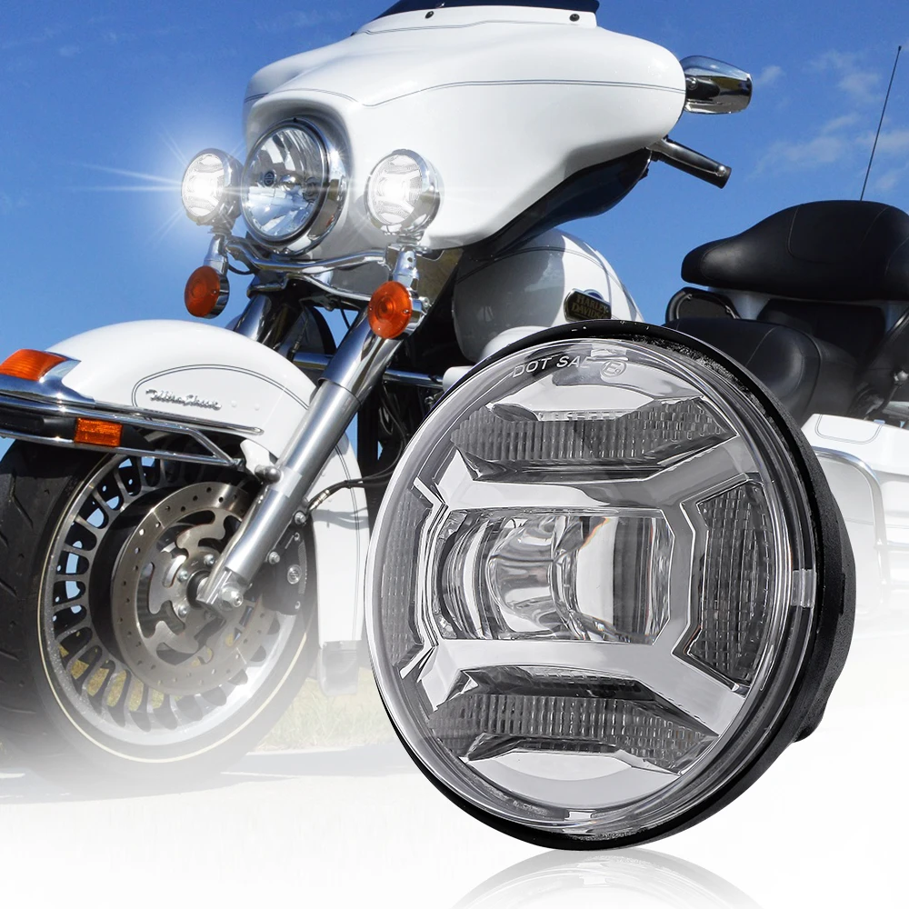 ใหม่ล่าสุด4.5นิ้วรอบ LED Foglights สำหรับ Harley Davidson โปรเจคเตอร์เสริมไฟหน้า Moto ไฟหน้ารถจักรยานยนต์ Passing Fog Light DRL