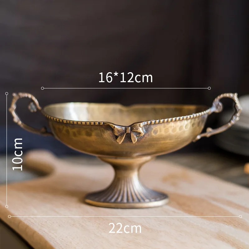 

Pure copper hand-made retro tray ornaments European-style French high-end home decoration jewelry tray