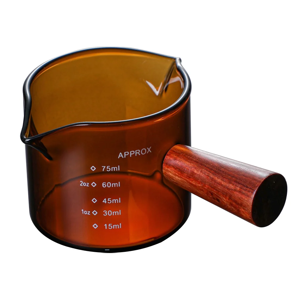 

Glass Cupmeasuring Pitcherespresso Shot Coffee Spout Handle Double Mini Creamer Mug Jar Wood Baking Triple Jug Spouts Cups