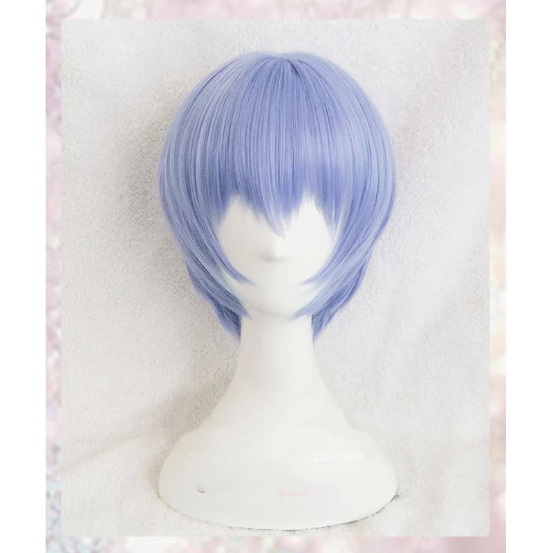 

Ayanami Rei Wig Short Light Blue Heat Resistant Synthetic Hair Cosplay Headwear Haripins + Wig Cap