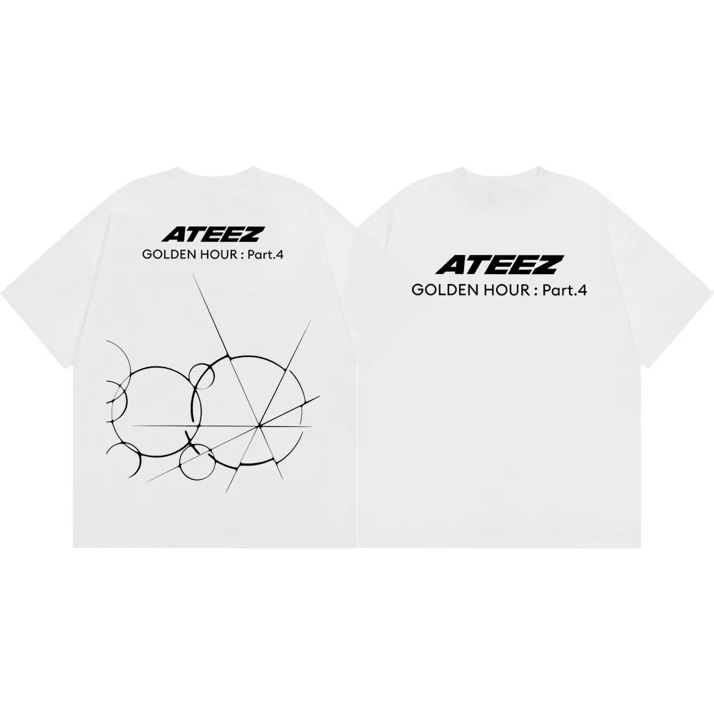 Фото Футболка с принтом Kpop Ateez Golden Hour Part 4, модная уличная футболка для мужчин и женщин, летняя повседневная свободная футболка из 100% хлопка №2