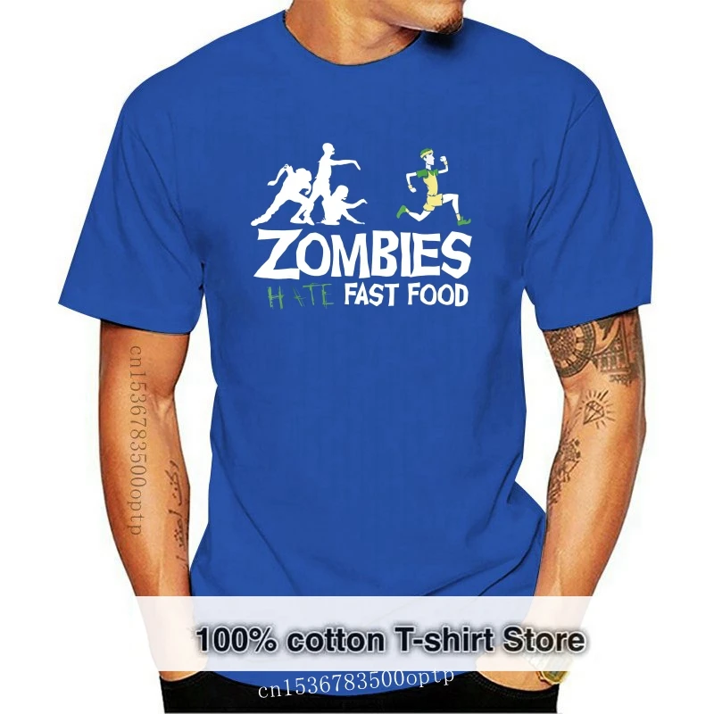 

Модная мужская футболка 2019, смешная футболка на Хэллоуин с зомби, Hate, фаст-фудом