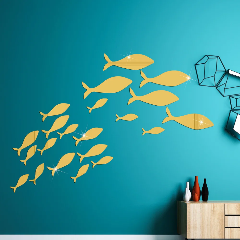

School of Fish Decorative Mirrors Room Decor Wall Stickers Living Best Wall Decor Desk Vanity Mirror Boho Decor Hand Mirror
