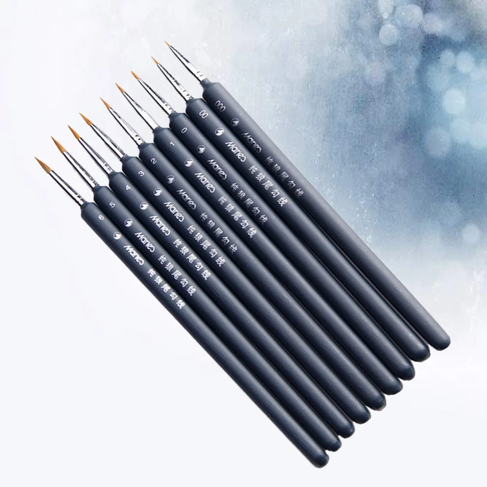 

9pcs Fine Detail Brush Set Tiny Professional Miniature Brushes for Watercolor Oil Painting Gouache Painting Drawing