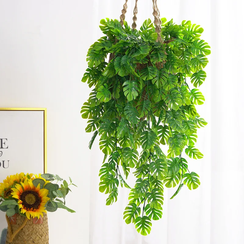 

Simulated Green Plant Mini Turtle Back Leaf Wall Hanging Vine Bar Restaurant Background Green Leaf Interior Decoration