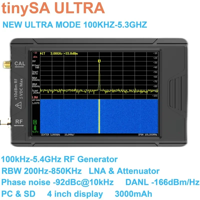 Новый ручной теннисный анализатор TinySA ULTRA 100K-5 3 ГГц с аккумулятором 4-дюймовый