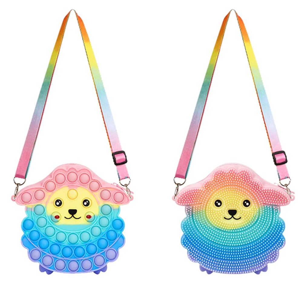 

Cartoon Sheep Shape Push Bubble Shoulder Bag Silicone Coin Purse Children Adult Autism Stress Relief Antistress Fidget Toy