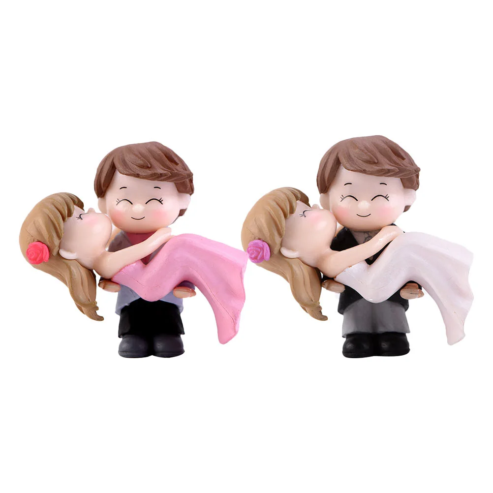 

2 Pairs Cake Decor Couple Statues Cake Ornament Chic Birthday Cake Decoration