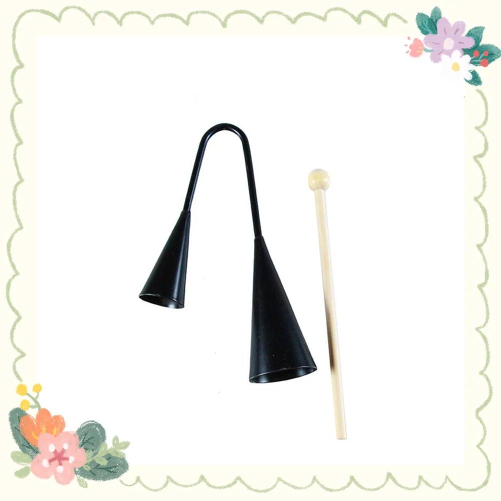 Двухцветный колокольчик Samba Percussion Instrument Kids Agogo с деревянной палочкой черный