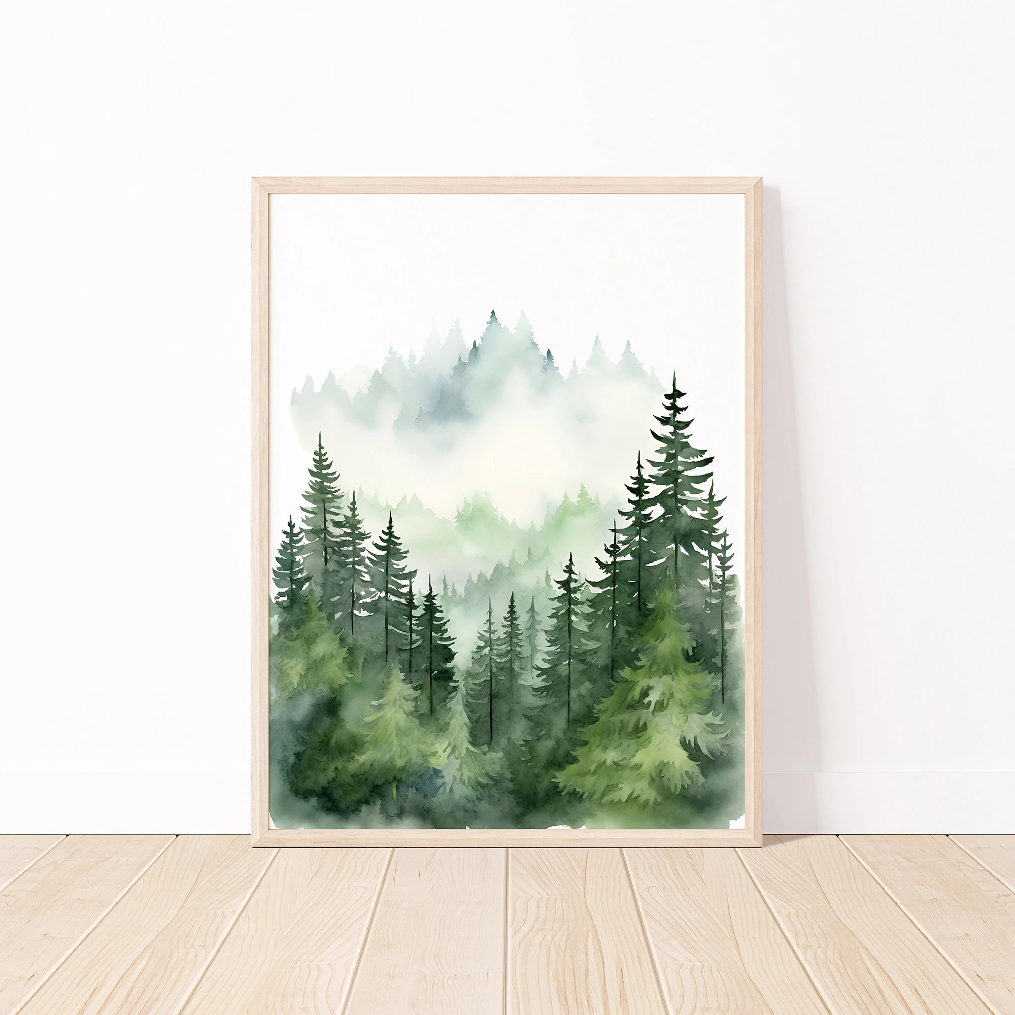 

Набор из 3-х абстрактных печатных картин "Природа леса" на холсте