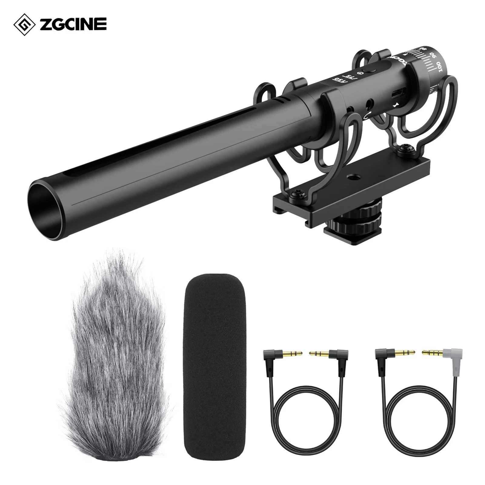 

ZGCINE G20 On-camera Microphone Cardioid Directional Mic Low Cut Real Time Monitor Adjustable Volume for DSLR Camera Smartphone