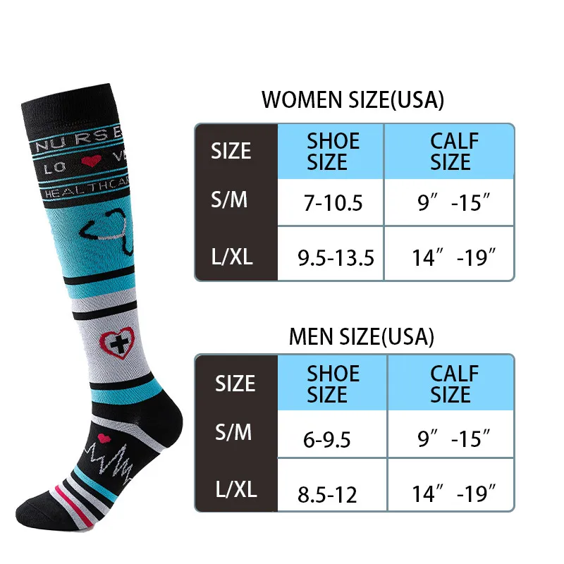 Compression Socks Funny Pattern Animals Sheep Monkey Music Cat Men Women Pressure Stockings Knee High Run Sport Socks