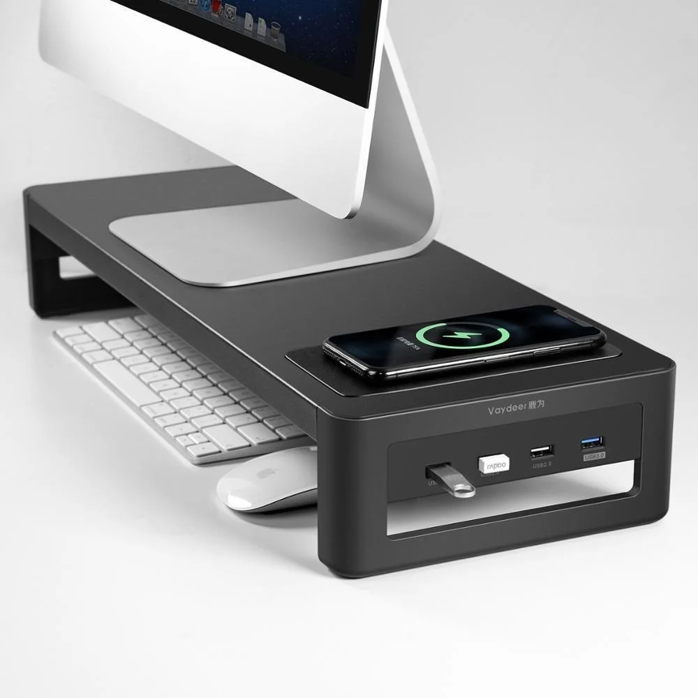 

2023 Monitor Stand Riser with USB3.0 Hub Support Data Transfer and Charging Steel Desk Organizer for Laptop Computer