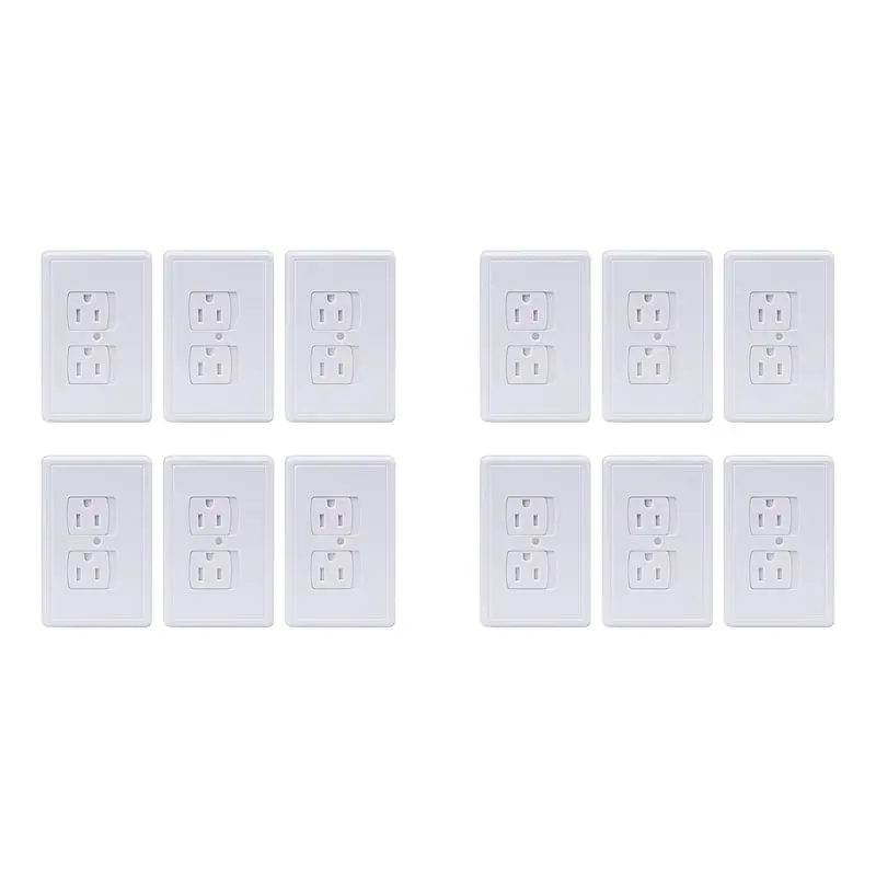 Фото Y42A-12-Pack Защитные самозакрывающиеся крышки для розеток, автоматические выдвижные заглушки для настенных розеток для защиты от детей №1